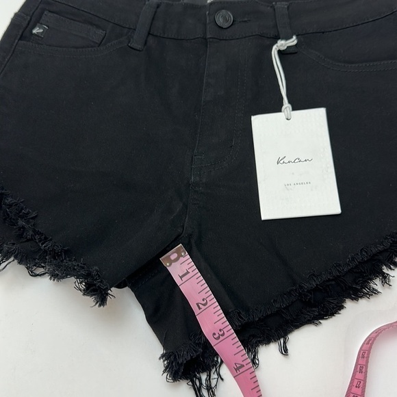 Kancan Black Mid Rise Denim Stretch Shorts W7 27 Frayed Raw Distressed H… - Picture 9 of 10